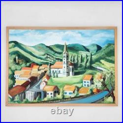 Original Oil Painting Croatia Townscape Signed Framed Contemporary Folk Art