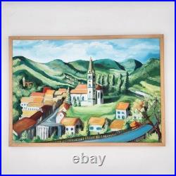 Original Oil Painting Croatia Townscape Signed Framed Contemporary Folk Art