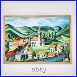 Original Oil Painting Croatia Townscape Signed Framed Contemporary Folk Art