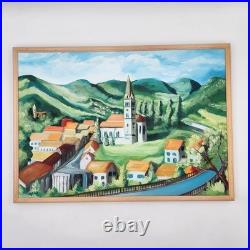 Original Oil Painting Croatia Townscape Signed Framed Contemporary Folk Art