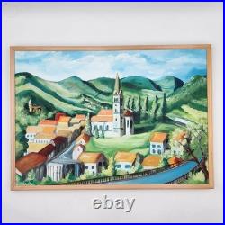Original Oil Painting Croatia Townscape Signed Framed Contemporary Folk Art