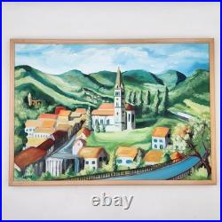 Original Oil Painting Croatia Townscape Signed Framed Contemporary Folk Art