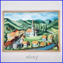 Original Oil Painting Croatia Townscape Signed Framed Contemporary Folk Art