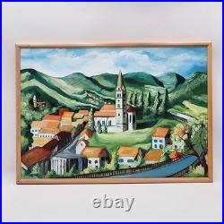 Original Oil Painting Croatia Townscape Signed Framed Contemporary Folk Art