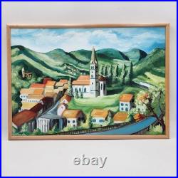 Original Oil Painting Croatia Townscape Signed Framed Contemporary Folk Art