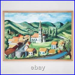 Original Oil Painting Croatia Townscape Signed Framed Contemporary Folk Art
