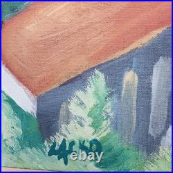 Original Oil Painting Croatia Townscape Signed Framed Contemporary Folk Art