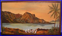 Original Oil Painting Hawaii Hawaiian Sunset Landscape 1970 Signed