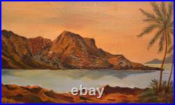 Original Oil Painting Hawaii Hawaiian Sunset Landscape 1970 Signed