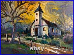 Original Oil Painting Old Christian Church impressionistic Pioneer Spirit 16x12 Original Oil Painting Old Christian Church impressionistic Pioneer Spirit 16x12