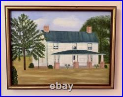 Original Oil Painting Signed Adele Spock 1983 Framed Farmhouse Folk Art Canvas