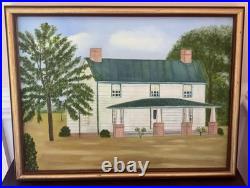 Original Oil Painting Signed Adele Spock 1983 Framed Farmhouse Folk Art Canvas