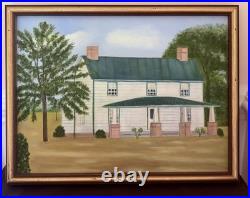 Original Oil Painting Signed Adele Spock 1983 Framed Farmhouse Folk Art Canvas