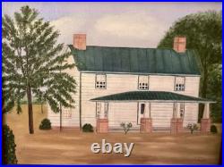 Original Oil Painting Signed Adele Spock 1983 Framed Farmhouse Folk Art Canvas
