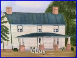 Original Oil Painting Signed Adele Spock 1983 Framed Farmhouse Folk Art Canvas
