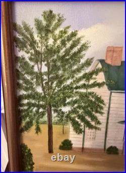 Original Oil Painting Signed Adele Spock 1983 Framed Farmhouse Folk Art Canvas