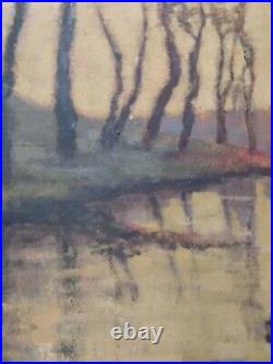 Original Oil Painting/Signed/Landscape/Woods & Stream/American Folk Art/Canvas