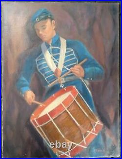 Original Oil Painting/Thiele/Drummer Boy/Union Army/Civil War/American Folk Art