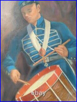 Original Oil Painting/Thiele/Drummer Boy/Union Army/Civil War/American Folk Art