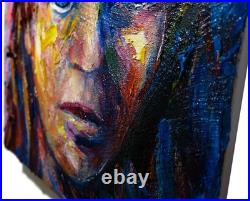 Original Oil? Painting Vintage? Art Signed'25 Outsider Beach? Woman Girl Hat Fauve