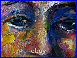 Original Oil? Painting Vintage? Art Signed'25 Outsider Beach? Woman Girl Hat Fauve