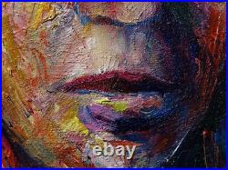 Original Oil? Painting Vintage? Art Signed'25 Outsider Beach? Woman Girl Hat Fauve