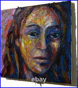 Original Oil? Painting Vintage? Art Signed'25 Outsider Beach? Woman Girl Hat Fauve