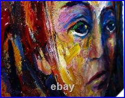 Original Oil? Painting Vintage? Art Signed'25 Outsider Beach? Woman Girl Hat Fauve