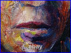 Original Oil? Painting Vintage? Art Signed'25 Outsider Beach? Woman Girl Hat Fauve