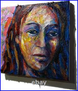 Original Oil? Painting Vintage? Art Signed'25 Outsider Beach? Woman Girl Hat Fauve