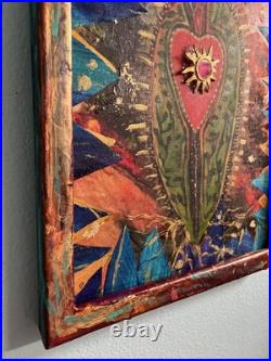 Original Our Lady of Guadelupe painting Mixed Media Folk 16x20