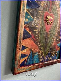 Original Our Lady of Guadelupe painting Mixed Media Folk 16x20