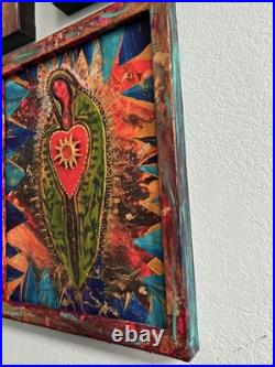 Original Our Lady of Guadelupe painting Mixed Media Folk 16x20