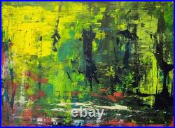 Original Outsider Art Piece Acrylic On Canvas Green