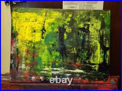 Original Outsider Art Piece Acrylic On Canvas Green