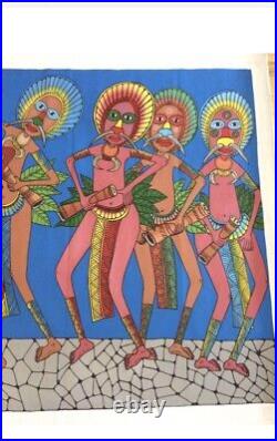 Original Painting Art Papua New Guinea tribal viral colors large 44x38in J Danga