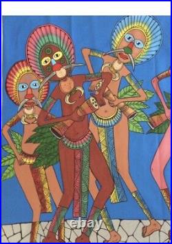 Original Painting Art Papua New Guinea tribal viral colors large 44x38in J Danga