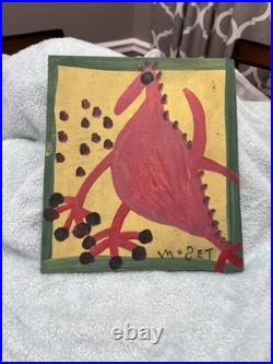 Original Painting By Mose Tolliver. Red Tico Bird. Signed