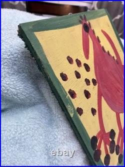 Original Painting By Mose Tolliver. Red Tico Bird. Signed