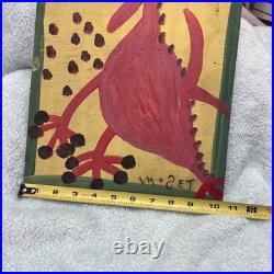 Original Painting By Mose Tolliver. Red Tico Bird. Signed