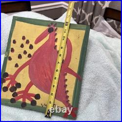 Original Painting By Mose Tolliver. Red Tico Bird. Signed