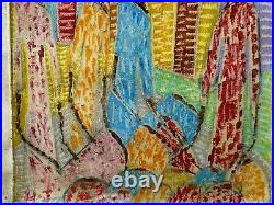 Original Painting Haitian Art Hilome Jose City/village Haiti 24x12 Encaustic
