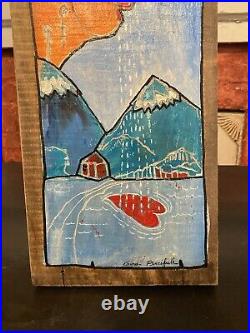 Original Painting Rain Of Tears On Barn Wood Panel Folk outsider art Percifull