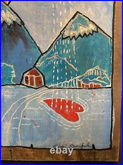 Original Painting Rain Of Tears On Barn Wood Panel Folk outsider art Percifull