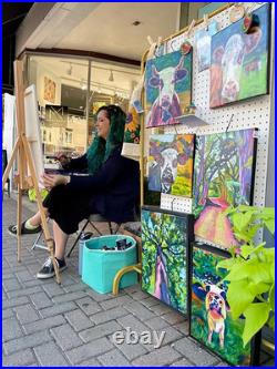 Original Painting Rodeo Cowboy Bronco Colorful 14X11 Western Neoexpressionist