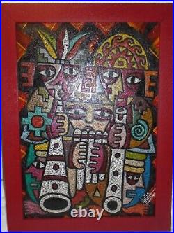 Original Painting Scratch Art VERY DETAILED Folk Traditional Acrylic Cusco Peru