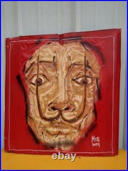 Original Painting Signed By Artist 24x24 Dali On Tin Sheet Folk Art By Mister 8