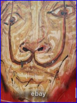 Original Painting Signed By Artist 24x24 Dali On Tin Sheet Folk Art By Mister 8