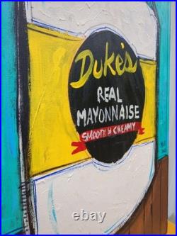 Original Painting Signed By Artist Mister 8 24x36 DUKE'S MAYONNAISE FOLK ART