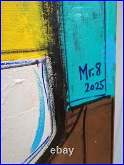 Original Painting Signed By Artist Mister 8 24x36 DUKE'S MAYONNAISE FOLK ART